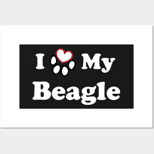 I Love My Beagle - heart dog paw Posters and Art